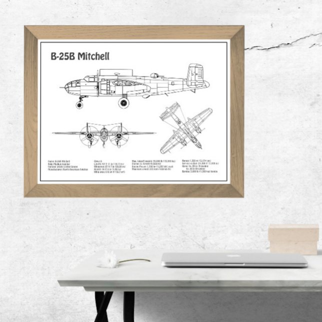 B-25B Mitchell Doolittle - Aeroplane Blueprint BD Photo Print (Creator Uploaded)