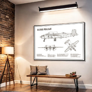 B-25B Mitchell Doolittle - Aeroplane Blueprint BD Poster