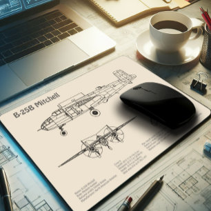 B-25B Mitchell Doolittle - Aeroplane Blueprint SD Mouse Mat
