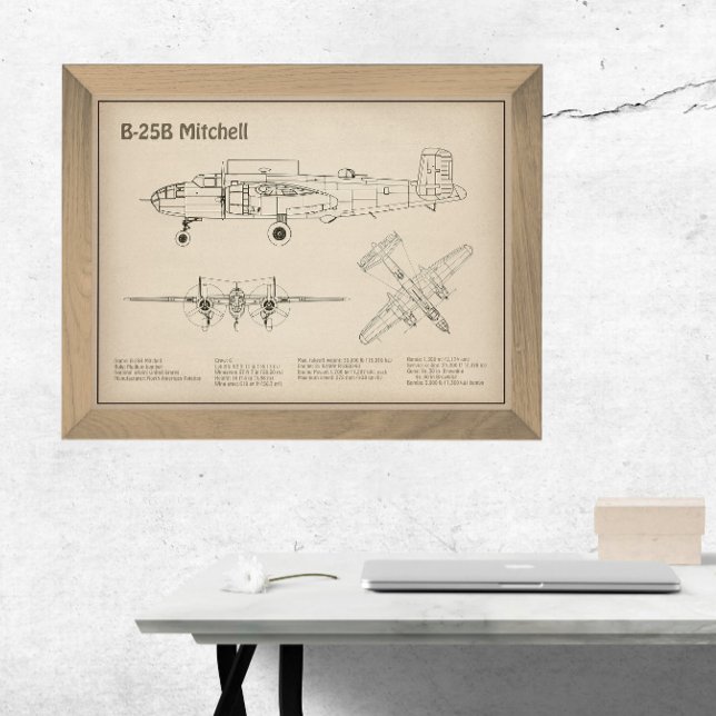 B-25B Mitchell Doolittle - Aeroplane Blueprint SD Photo Print (Creator Uploaded)