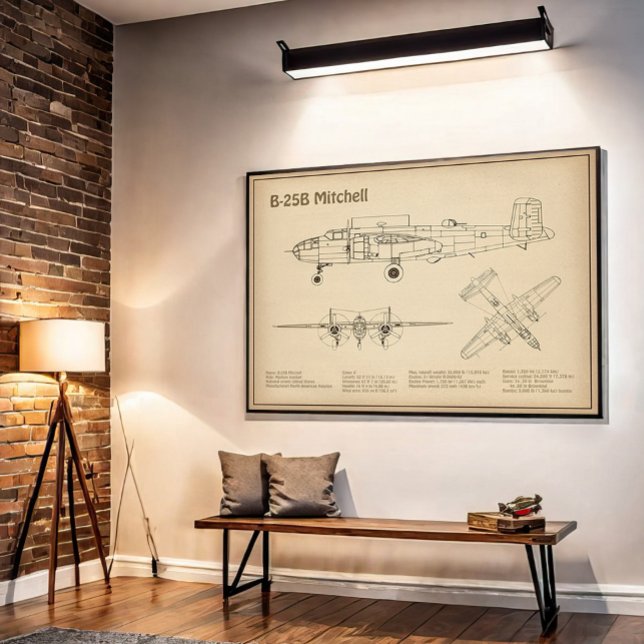 B-25B Mitchell Doolittle - Aeroplane Blueprint SD Poster (Creator Uploaded)