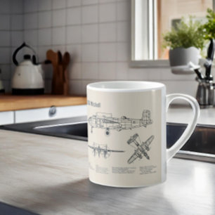 B-25B Mitchell Doolittle - Airplane Blueprint SD Coffee Mug