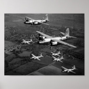 B-26B Marauder Bombers Flying In Formation Poster