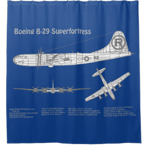 B-29 Superfortress - Aeroplane Blueprint Plans ABD Shower Curtain