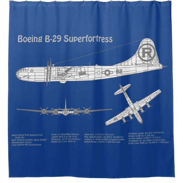 B-29 Superfortress - Aeroplane Blueprint Plans ABD Shower Curtain (Front)