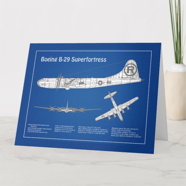 B-29 Superfortress - Aeroplane Blueprint Plans ABD Thank You Card (Front)