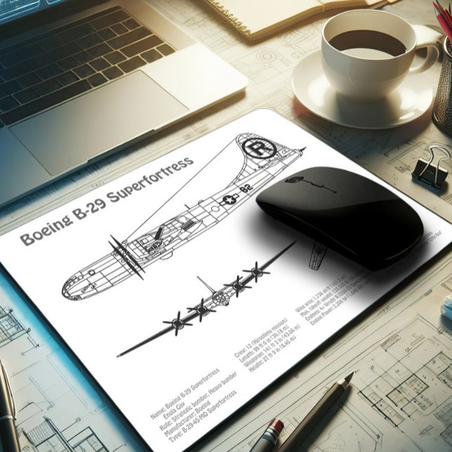 B-29 Superfortress - Aeroplane Blueprint Plans BD Mouse Mat (Creator Uploaded)