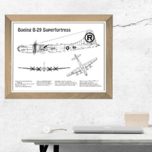 B-29 Superfortress - Aeroplane Blueprint Plans BD Photo Print