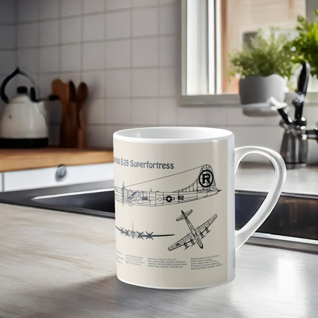 B-29 Superfortress - Aeroplane Blueprint Plans SD Coffee Mug (Creator Uploaded)