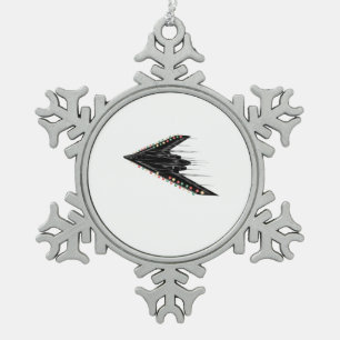 B-2 B2 Spirit Stealth Bomber Jet Plane 4th of July Snowflake Pewter Christmas Ornament