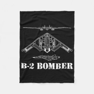 B-2 Bomber Aircraft Schematic Military Stealth Bom Fleece Blanket