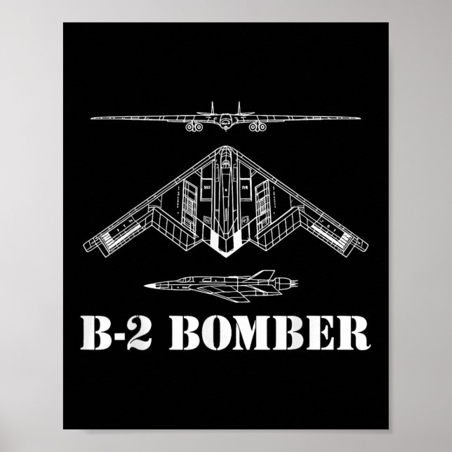 B-2 Bomber Aircraft Schematic Military Stealth Bom Poster (Front)