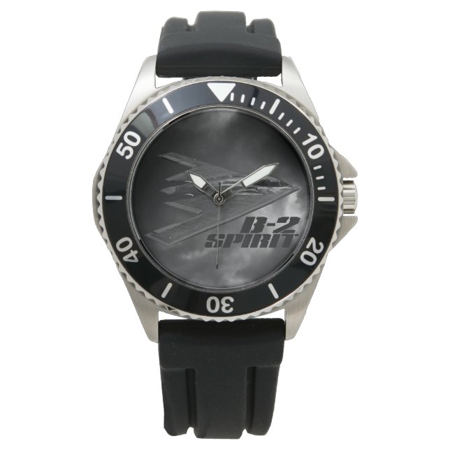 B-2 Spirit Crown Protector Black Rubber Watch (Front)