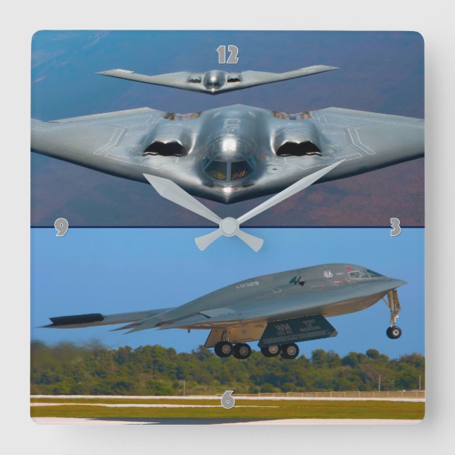 B-2 SPIRIT SQUARE WALL CLOCK (Front)
