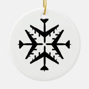B-52 Aircraft Snowflake Ceramic Tree Decoration