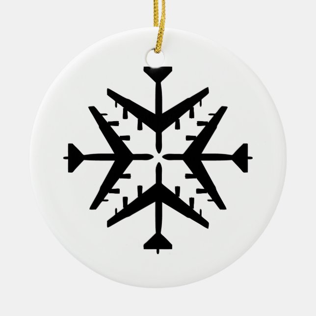 B-52 Aircraft Snowflake Ceramic Tree Decoration (Front)