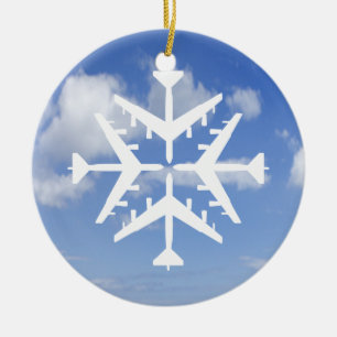 B-52 Aircraft Snowflake Ceramic Tree Decoration