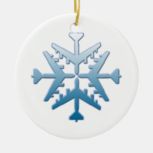 B-52 Aircraft Snowflake Ceramic Tree Decoration