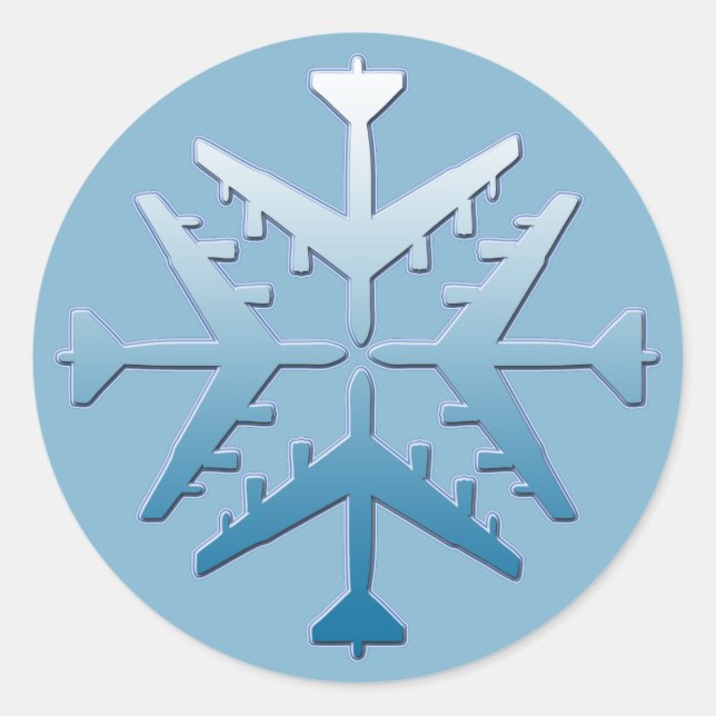 B-52 Aircraft Snowflake Classic Round Sticker (Front)
