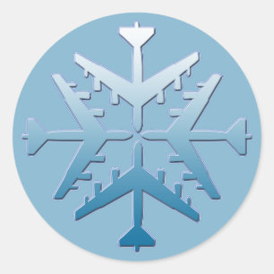 B-52 Aircraft Snowflake Classic Round Sticker