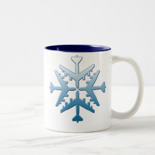 B-52 Aircraft Snowflake Two-Tone Coffee Mug