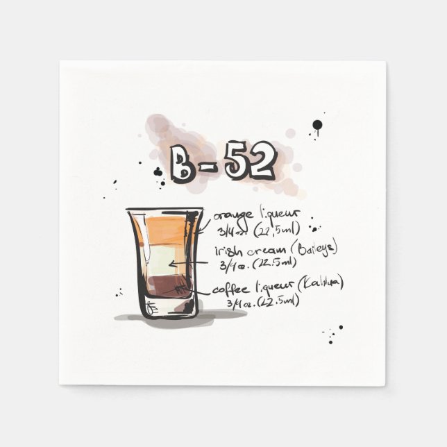 B-52 Drink Recipe Cocktail Napkin (Front)