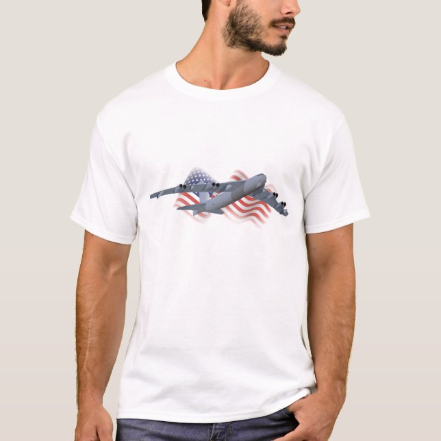 B-52 Strategic Bomber with American Flag T-Shirt (Front)