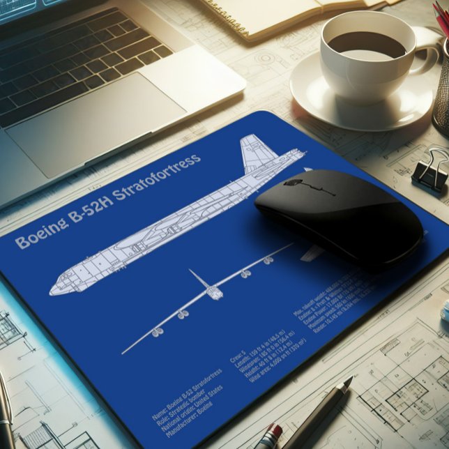 B-52 Stratofortress - Aeroplane Blueprint Plans AB Mouse Mat (Creator Uploaded)