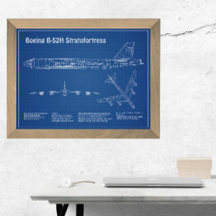 B-52 Stratofortress - Aeroplane Blueprint Plans AD Photo Print
