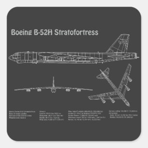 B-52 Stratofortress - Aeroplane Blueprint Plans PD Square Sticker