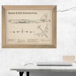 B-52 Stratofortress - Aeroplane Blueprint Plans SD Photo Print