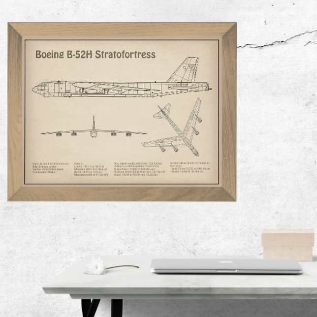 B-52 Stratofortress - Aeroplane Blueprint Plans SD Photo Print (Creator Uploaded)