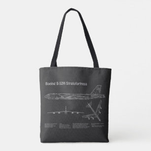 B-52 Stratofortress - Airplane Blueprint Plans PD Tote Bag