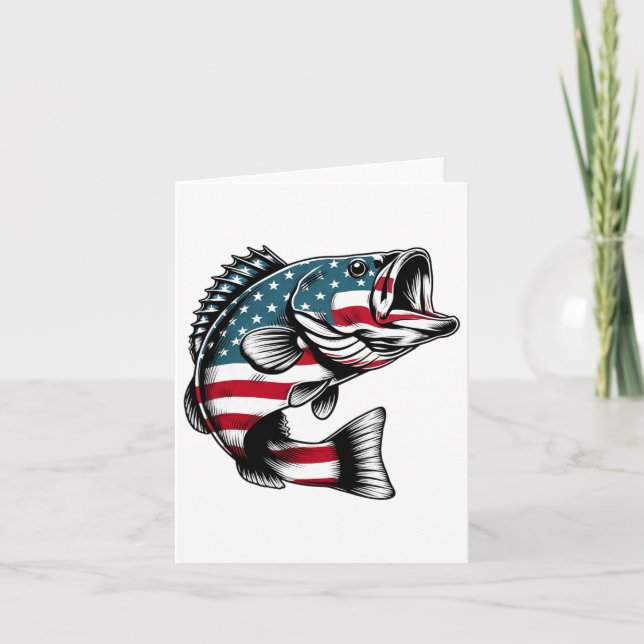 B American Usa Flag Fishing  Card (Front)