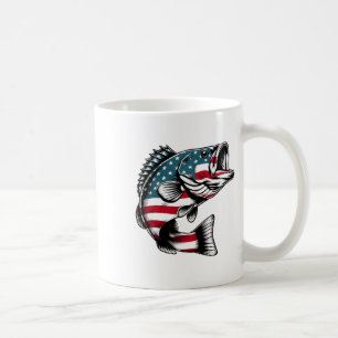 B American Usa Flag Fishing  Coffee Mug