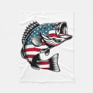 B American Usa Flag Fishing Fleece Blanket