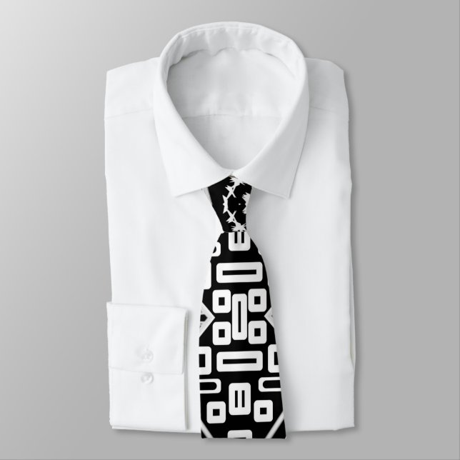 B And W Runway Fashion 2022 Inspired Pattern Neck  Tie (Tied)
