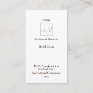 B&B Comfort Inn Africa International Community Business Card