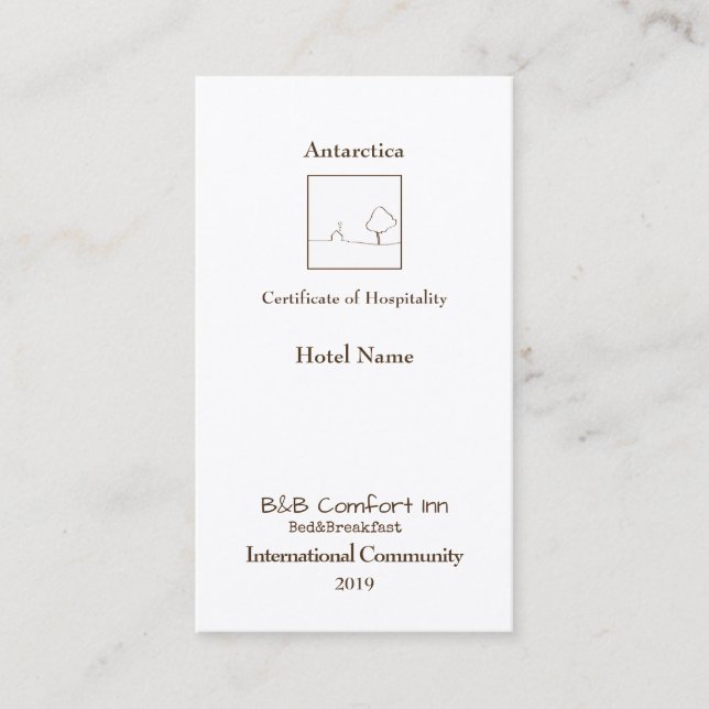 B&B Comfort Inn Antarctica International Community Business Card (Front)