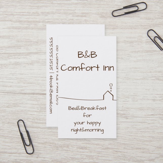 B&B Comfort Inn Business Card (Front/Back In Situ)