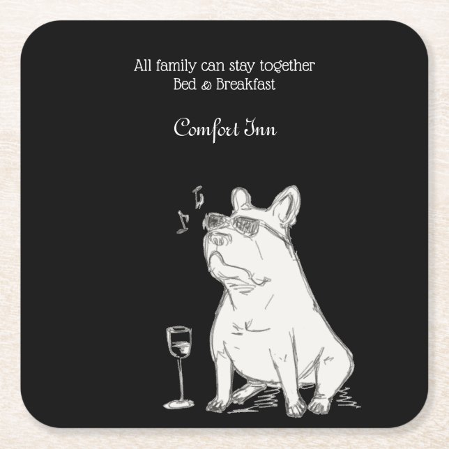 B&B Comfort Inn with Pets Square Paper Coaster (Front)