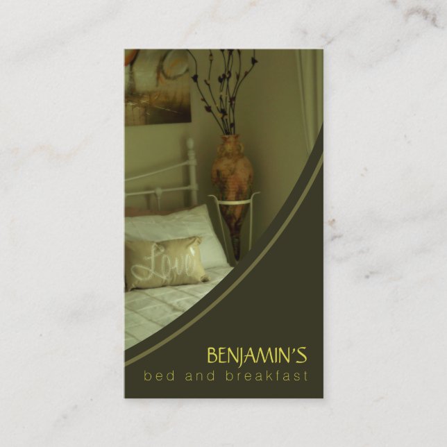 B&B Olive Green Bed and Breakfast Business Cards (Front)