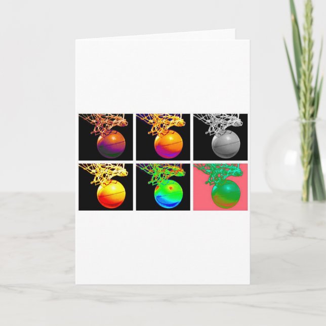 B-Ball Basketball Hoops Pop Art Card (Front)