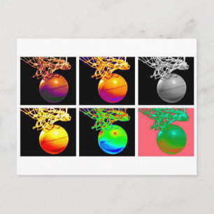 B-Ball Basketball Hoops Pop Art Postcard