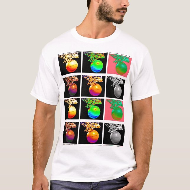 B-Ball Basketball Hoops Pop Art T-Shirt (Front)