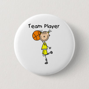 B-Ball Team Player 6 Cm Round Badge
