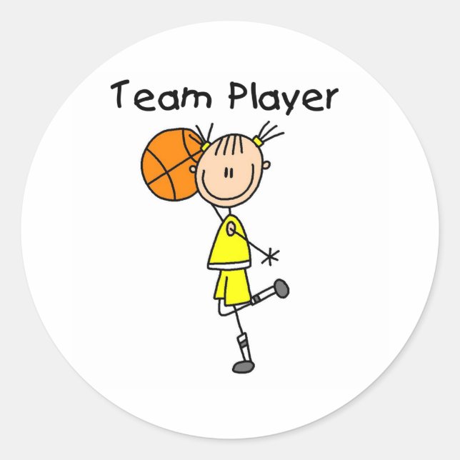 B-Ball Team Player Classic Round Sticker (Front)