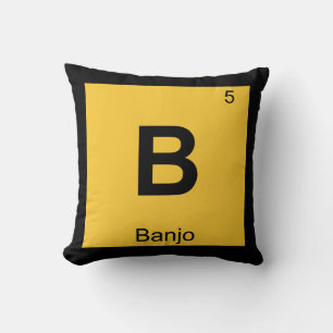 B - Banjo Music Chemistry Periodic Table Symbol Cushion