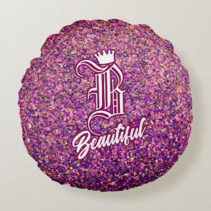 B Beautiful Pink Round Pillow