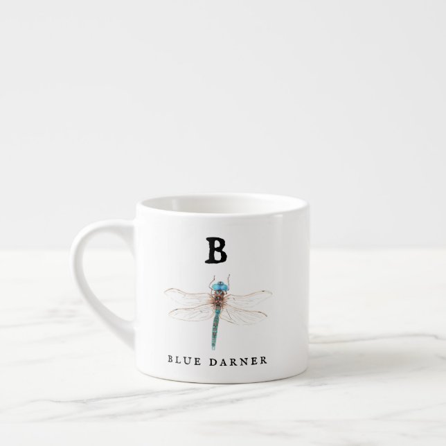 "B" Blue Darner  Espresso Cup (Left)